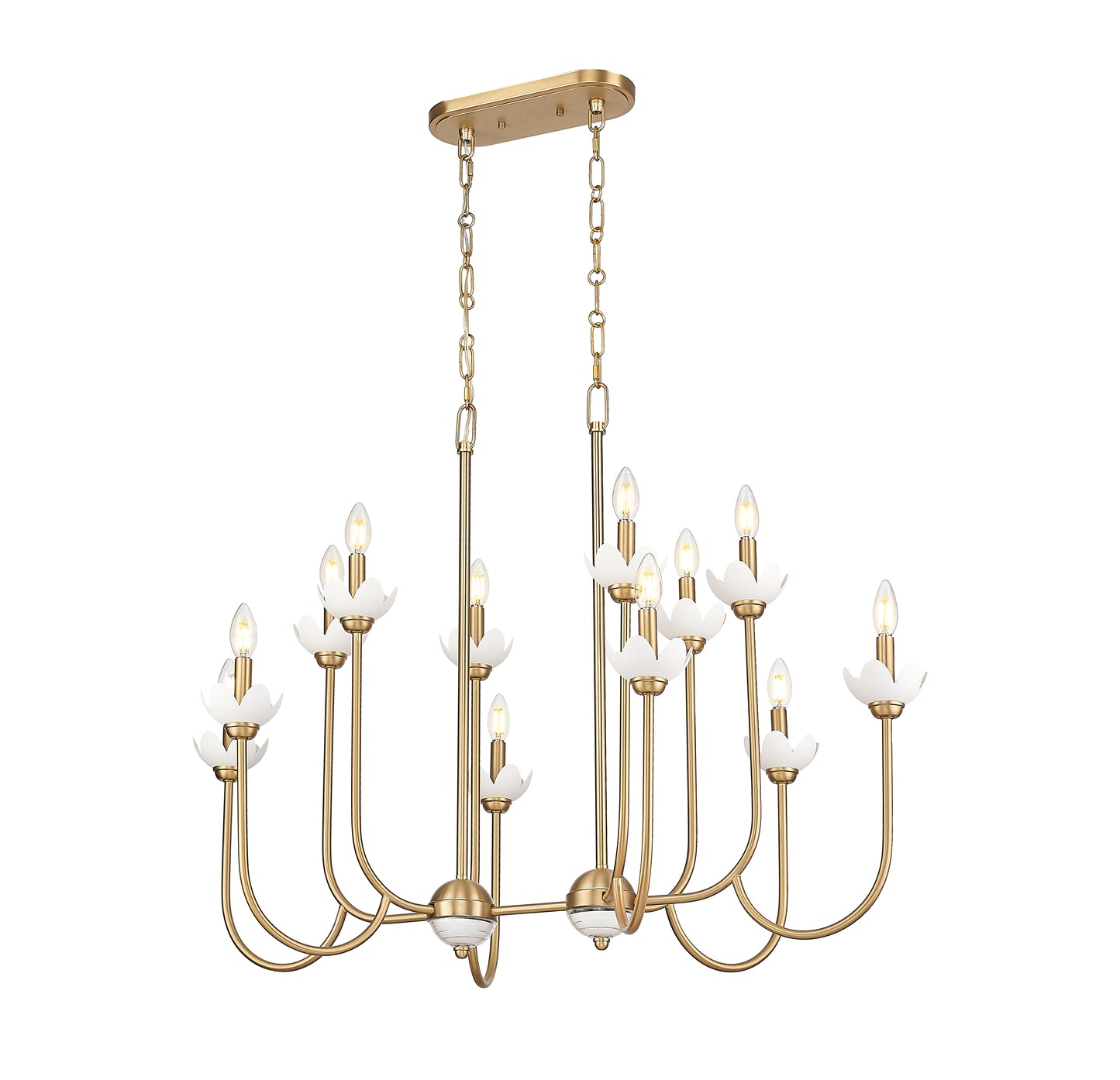 352-42L-MGLD - Allistair 12 Light Linear 42" Chandelier - Modern Gold