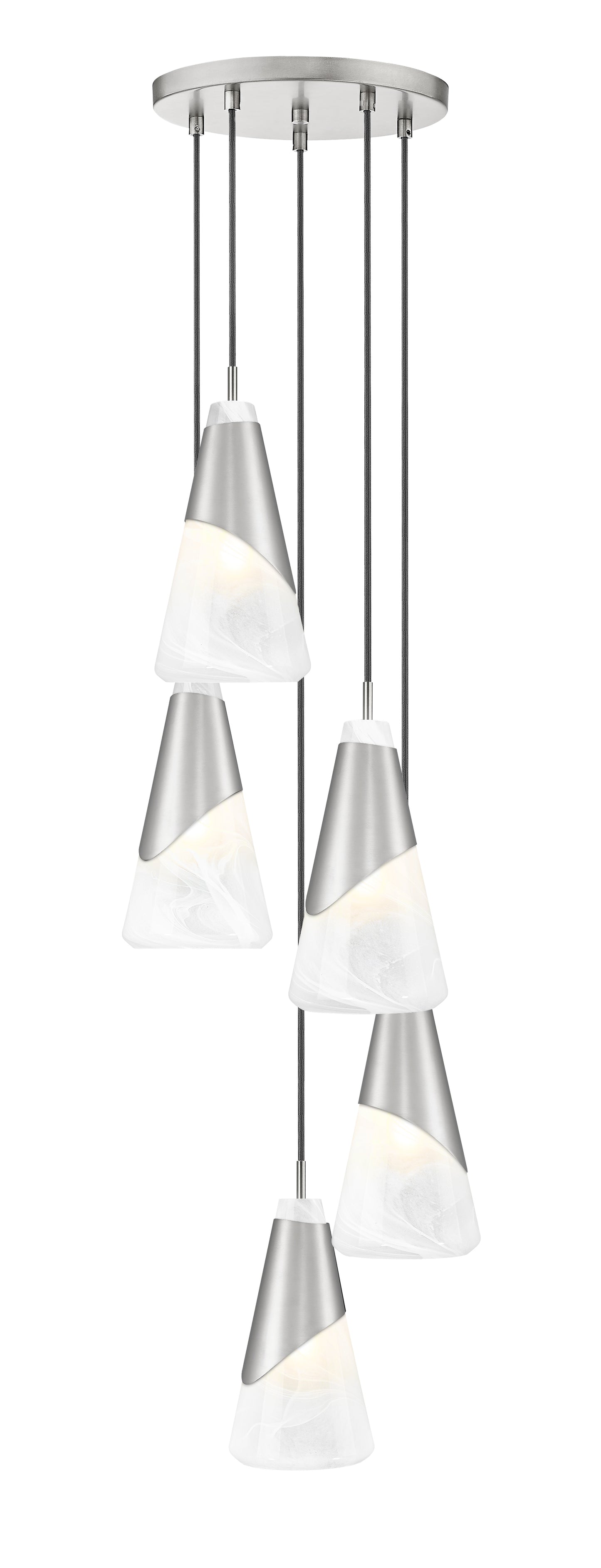 828P6-5R-BN - Aimie 5 Light 12" Chandelier - Brushed Nickel