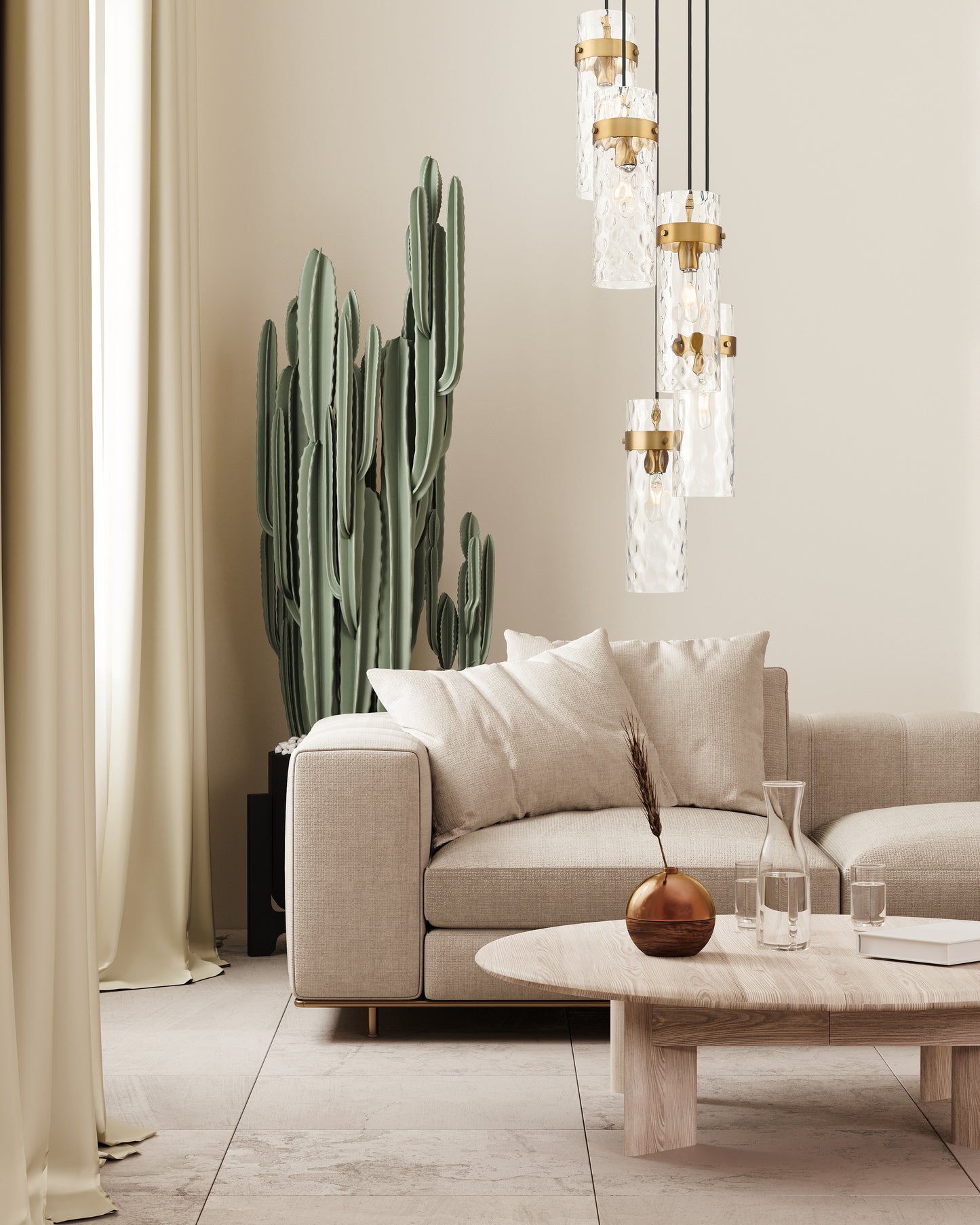 7002P5-5R-RB - Fontaine 5 Light 14" Chandelier - Rubbed Brass