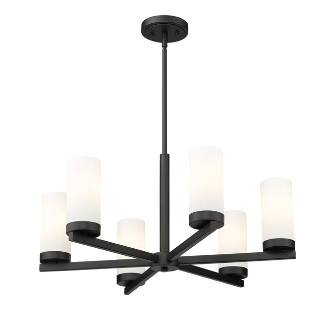 3044-6MB - Danica 6 Light 26" Chandelier - Matte Black