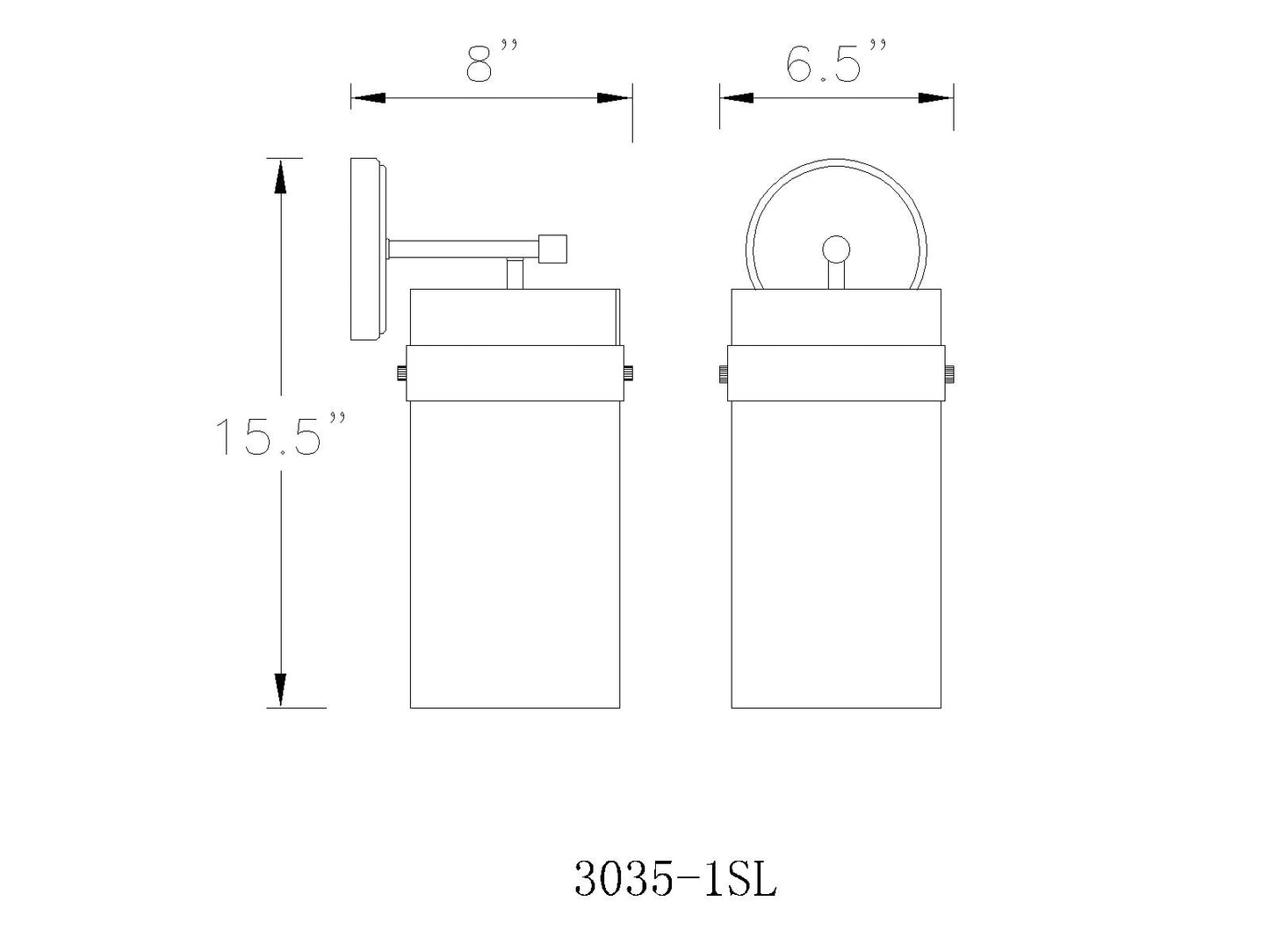 3035-1SL-PN - Fontaine 1 Light Wall 16" Sconce - Polished Nickel