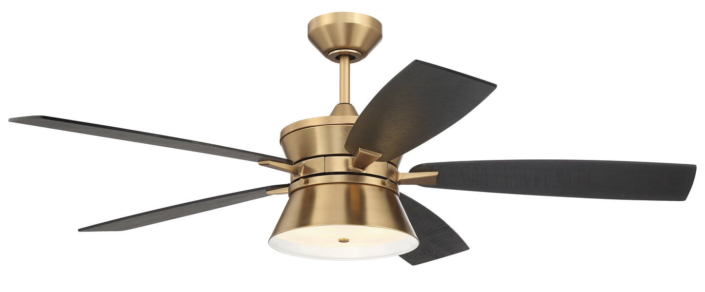 DMK52SB5-NWF - Dominick 52" Indoor Ceiling Fan with no Wifi 52" 5 Blade Ceiling Fan with Light Kit - Satin Brass