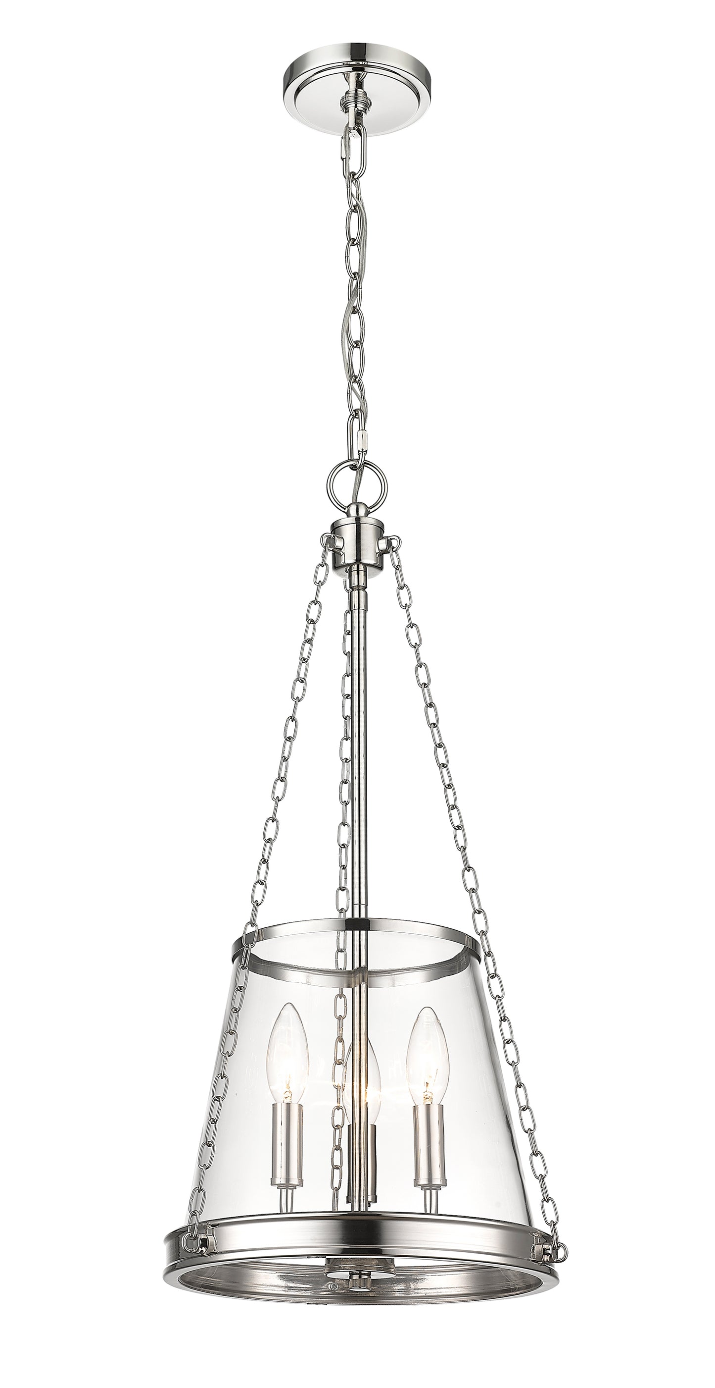 341P12-PN - Prescott 3 Light 12" Pendant - Polished Nickel
