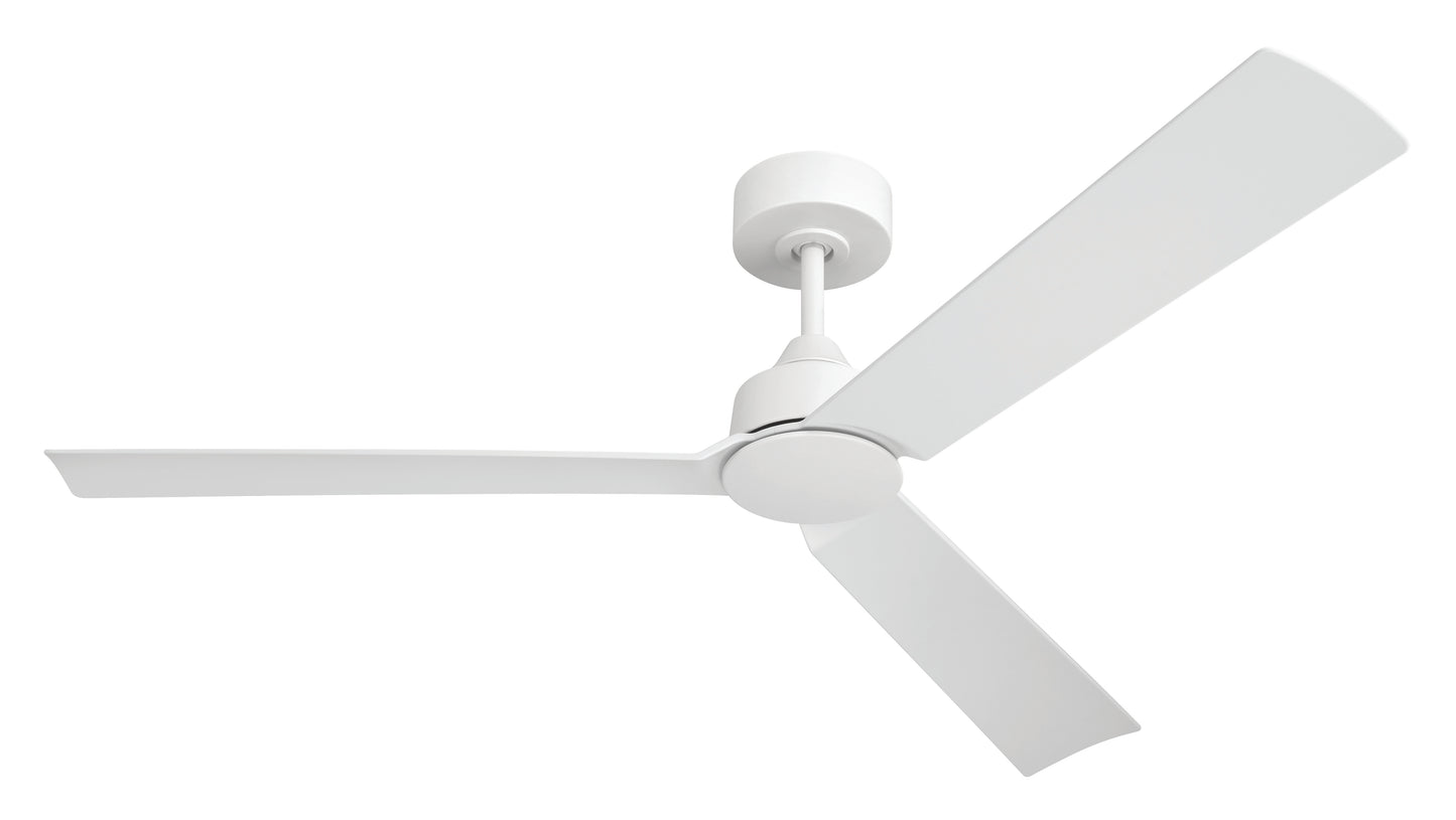 CHM52W3 - Charming 52" 3-Blade Indoor/Outdoor Damp Rated Ceiling Fan 52" 3 Blade Indoor Outdoor Ceiling Fan with Light Kit - White