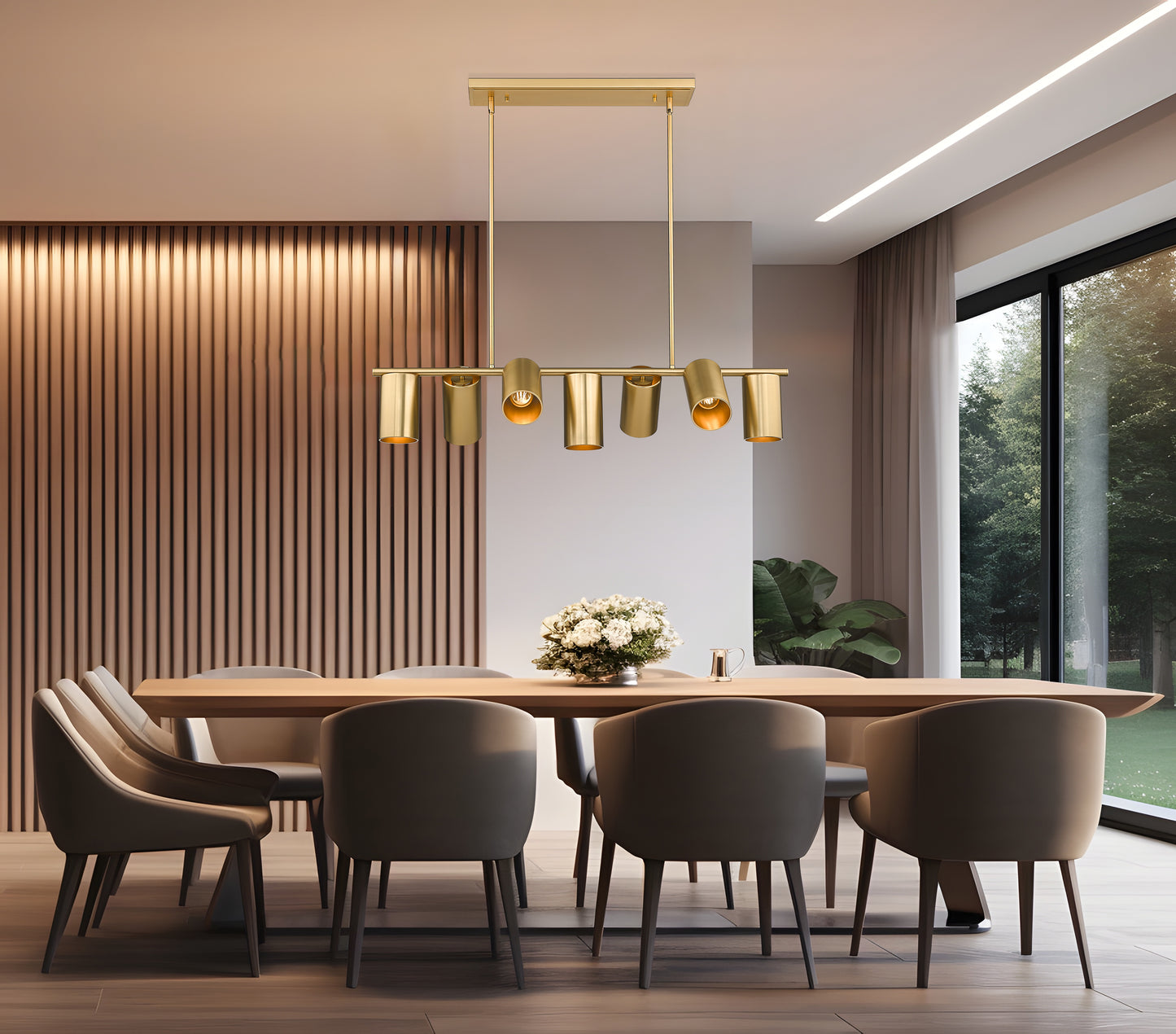 7520-7L-MGLD - Lumina 7 Light Linear 42" Chandelier - Modern Gold