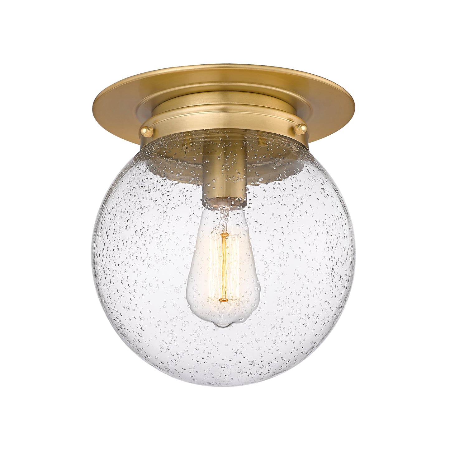 7506F9-HBR - Calhoun 1 Light Flush 9" Mount - Heritage Brass