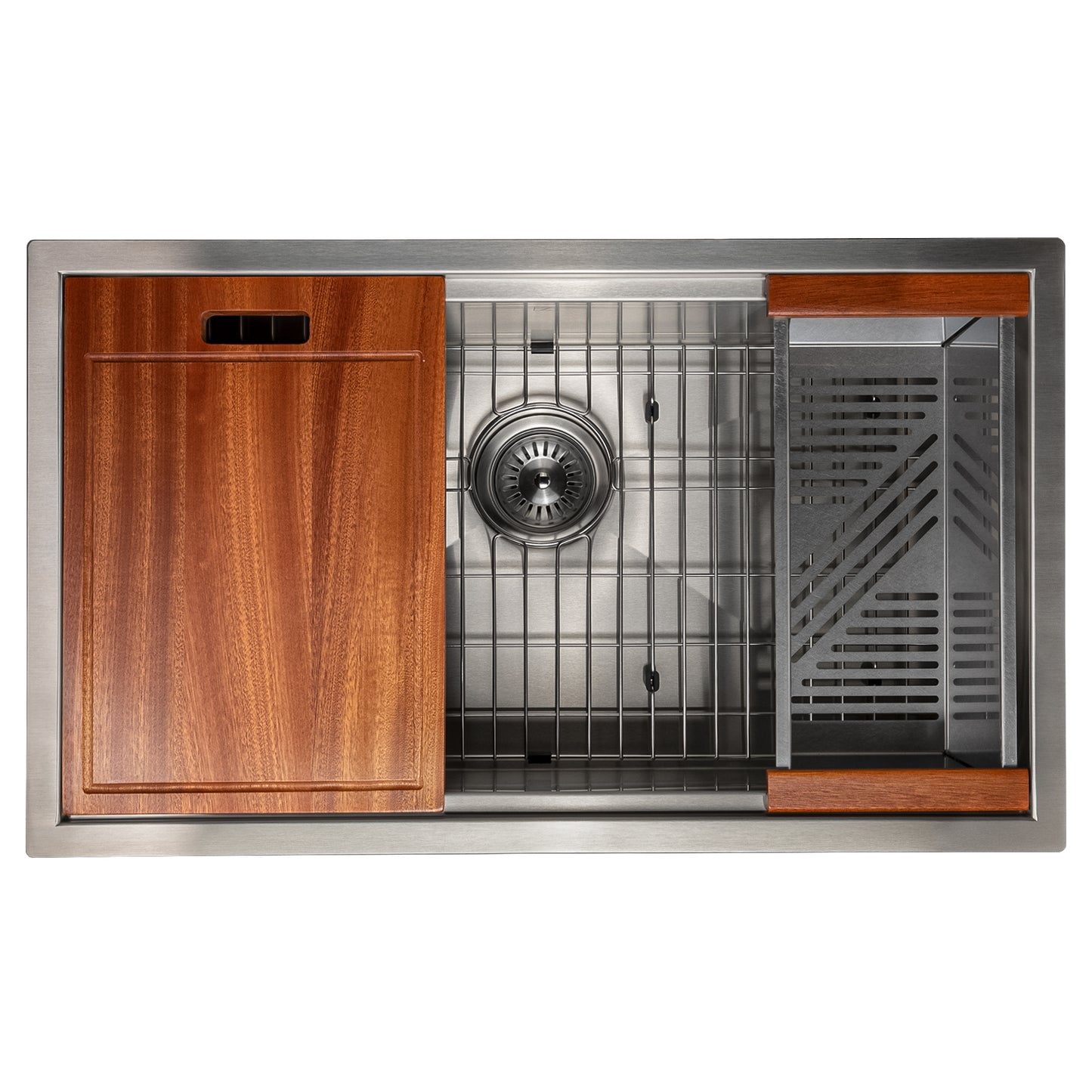 SLS-30 - 30" Garmisch Undermount Single Bowl Stainless Steel Kitchen Sink with Bottom Grid and Accessories