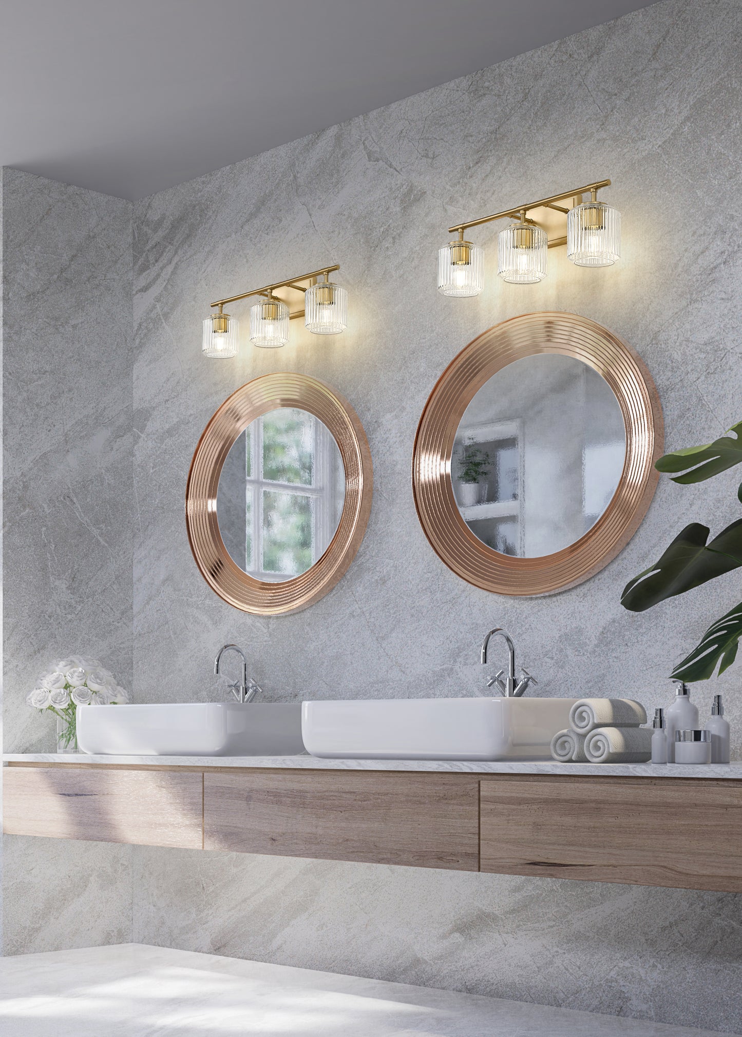 7515-3V-MGLD - Landon 3 Light 24" Vanity - Modern Gold