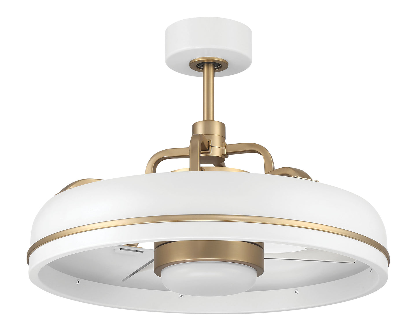 TYL24WSB3-NWF - Taylor 18" Fandelier no Wifi 20" 3 Blade Indoor Outdoor Ceiling Fan with Light Kit - White / Satin Brass