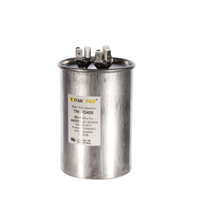TRCFD455 - Titan Pro 45/5 MFD Round Dual Run Capacitor - 440/370V