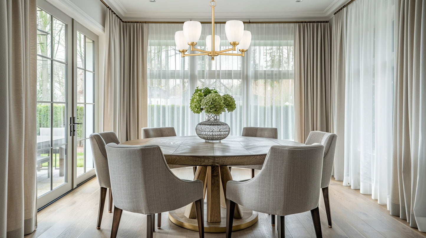 7004-5MGLD - Oren 5 Light 25" Chandelier - Modern Gold