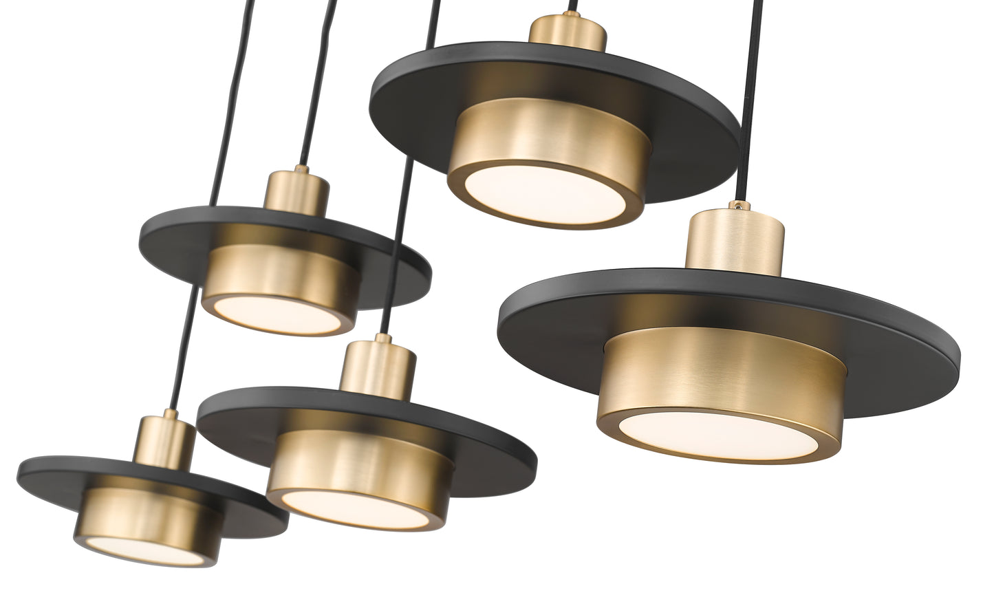 829P12-5L-MB-MGLD-LE - Ludo 5 Light Linear 52" Chandelier - Matte Black / Modern Gold