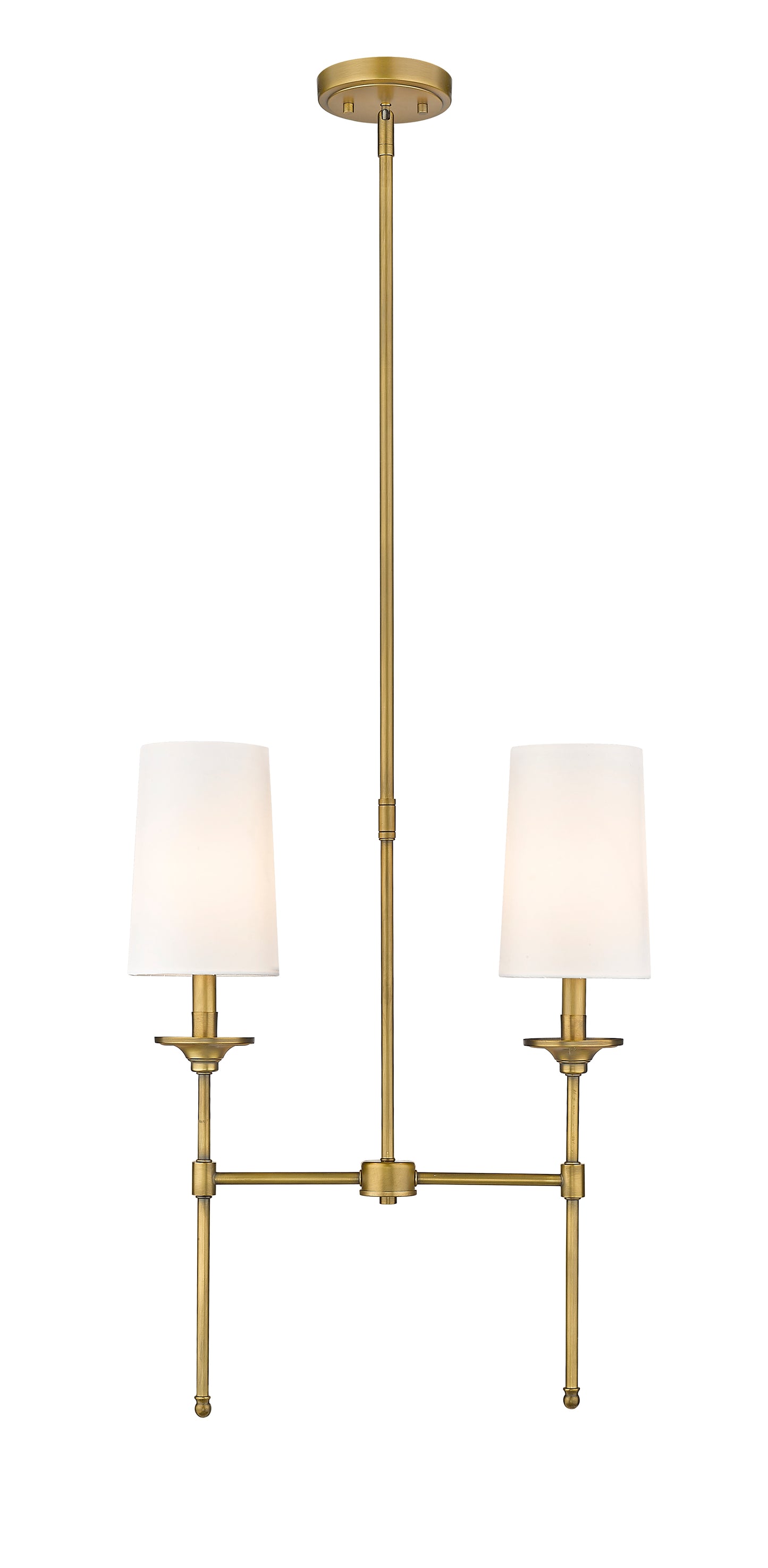 3033-2L-RB - Emily 2 Light Linear 19" Chandelier - Rubbed Brass