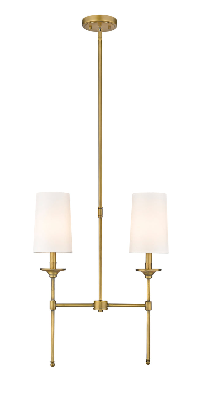 3033-2L-RB - Emily 2 Light Linear 19" Chandelier - Rubbed Brass