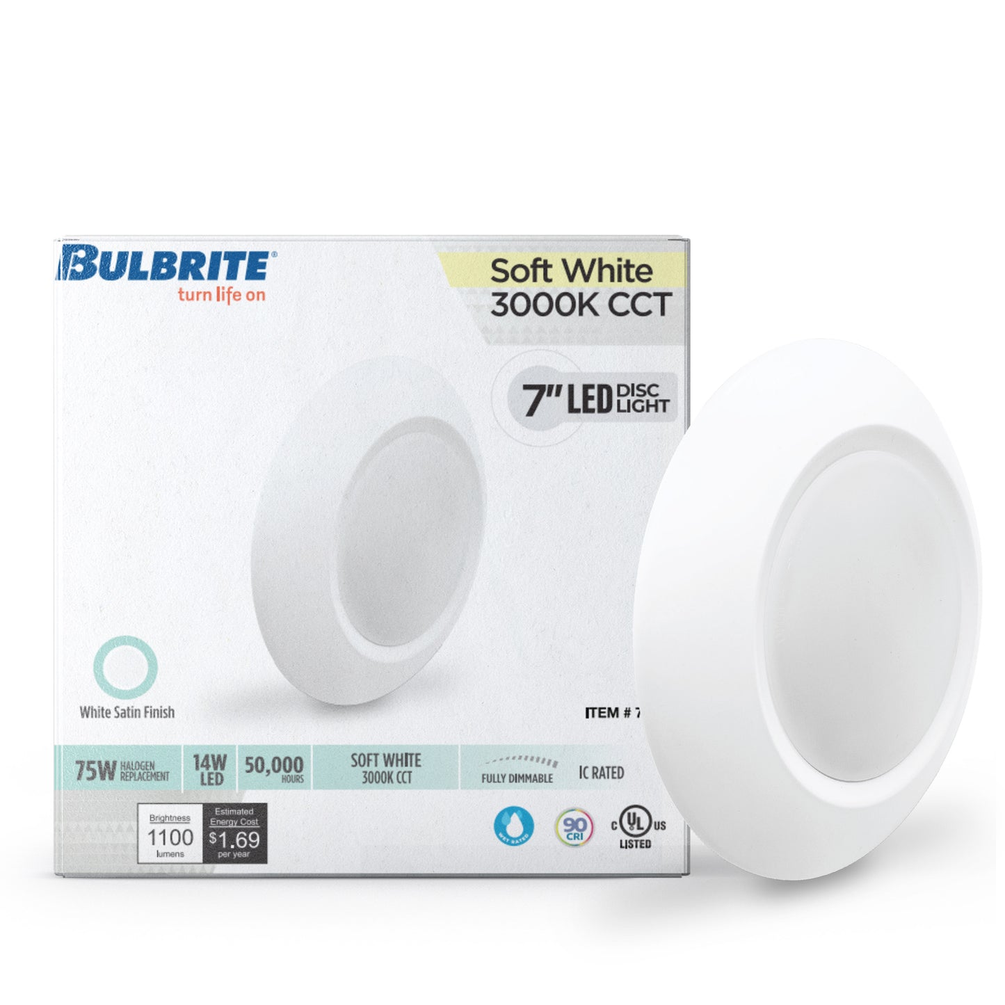 773274 - 6 Watt LED 7" Disc, 3000K, 1100 Lumens, White Finish - 6 Pack