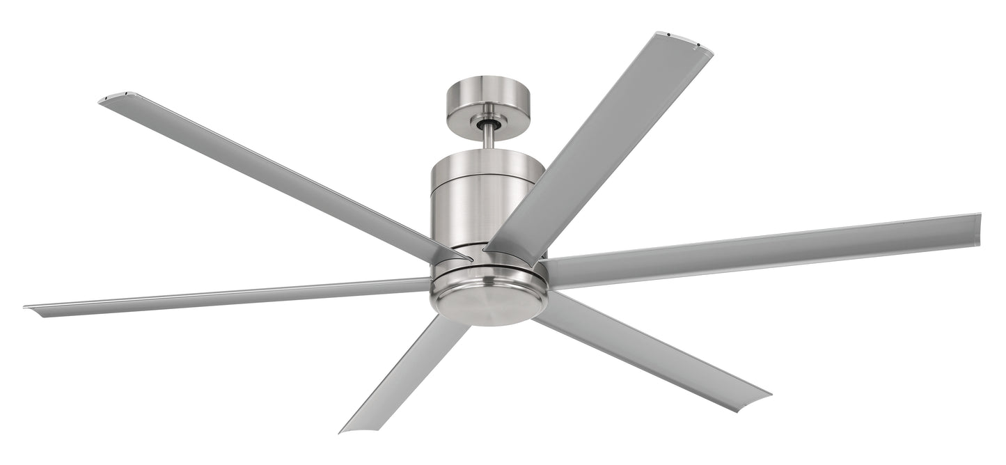 TTE65BNK6 - Tate 65" 6 Blade Indoor Outdoor Ceiling Fan with Light Kit - Brushed Nickel