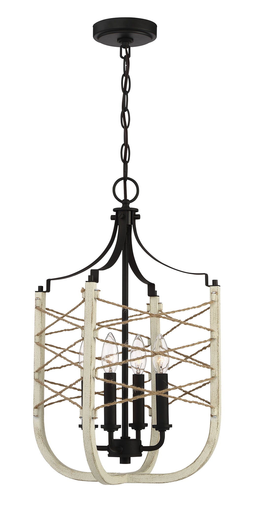 52334-CWESP - Cavendish 4 Light 14" Wide Foyer Light - Cottage White / Espresso