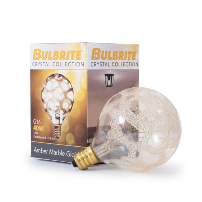 144026 - Dimmable Amber Marble G16.5 Incandescent Candelabra Light Bulb - 40 Watt - 6 Pack