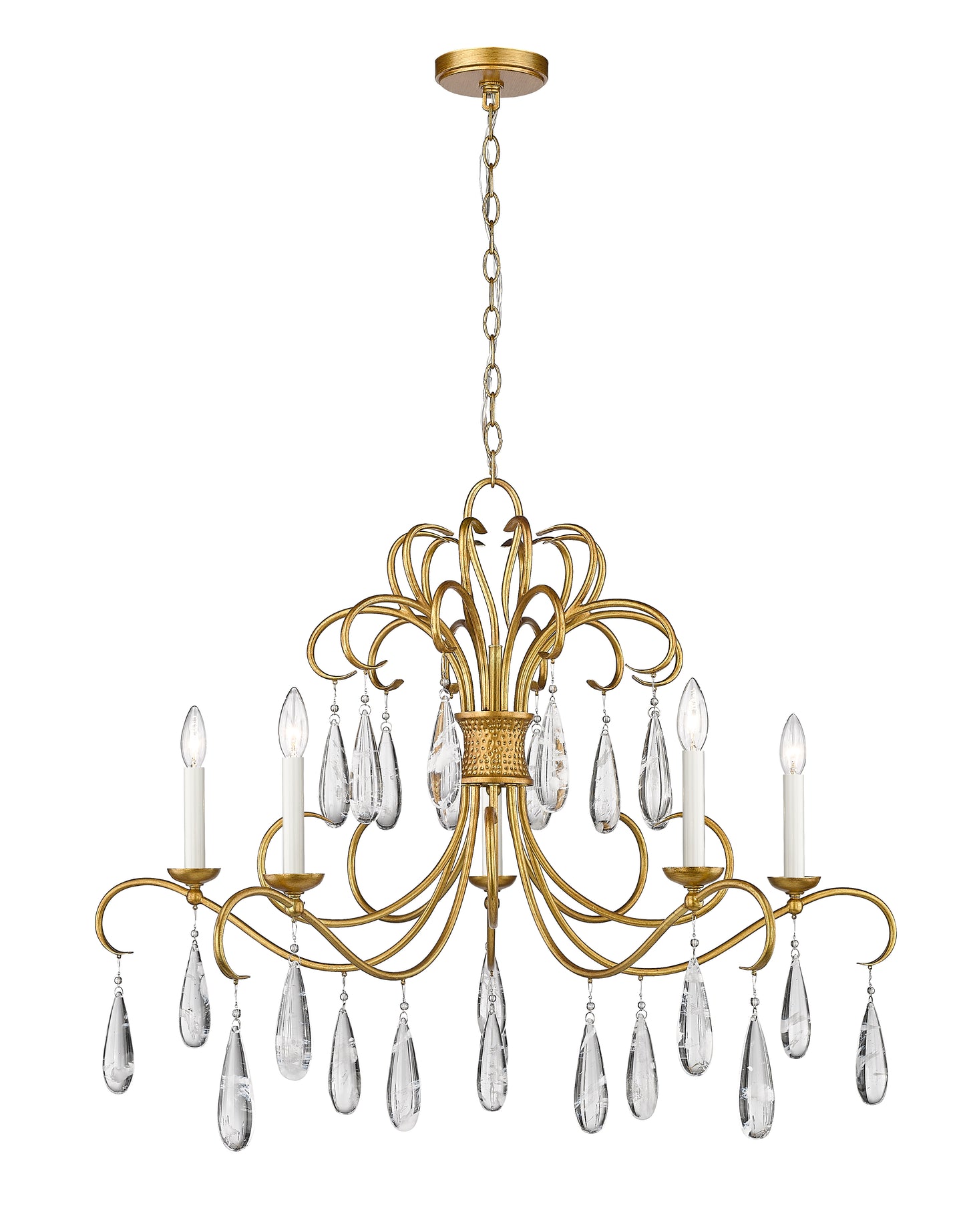 3039-38GG - Amara 5 Light 38" Chandelier - Gilded Gold