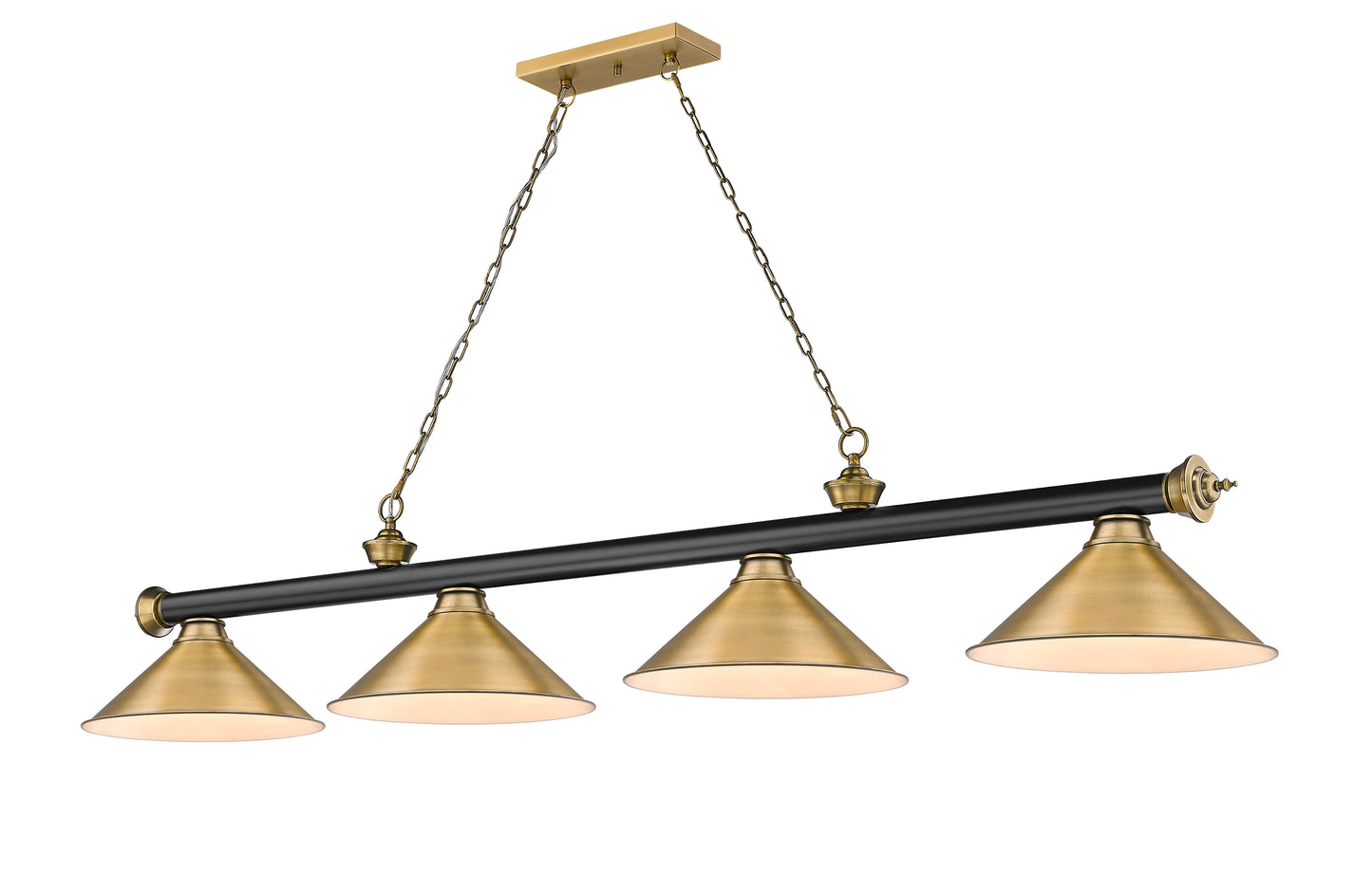 2306-4MB-RB-RB15 - Cordon 4 Light 81" Billiard - Matte Black / Rubbed Brass