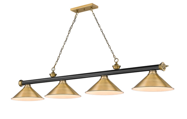 2306-4MB-RB-RB15 - Cordon 4 Light 81" Billiard - Matte Black / Rubbed Brass