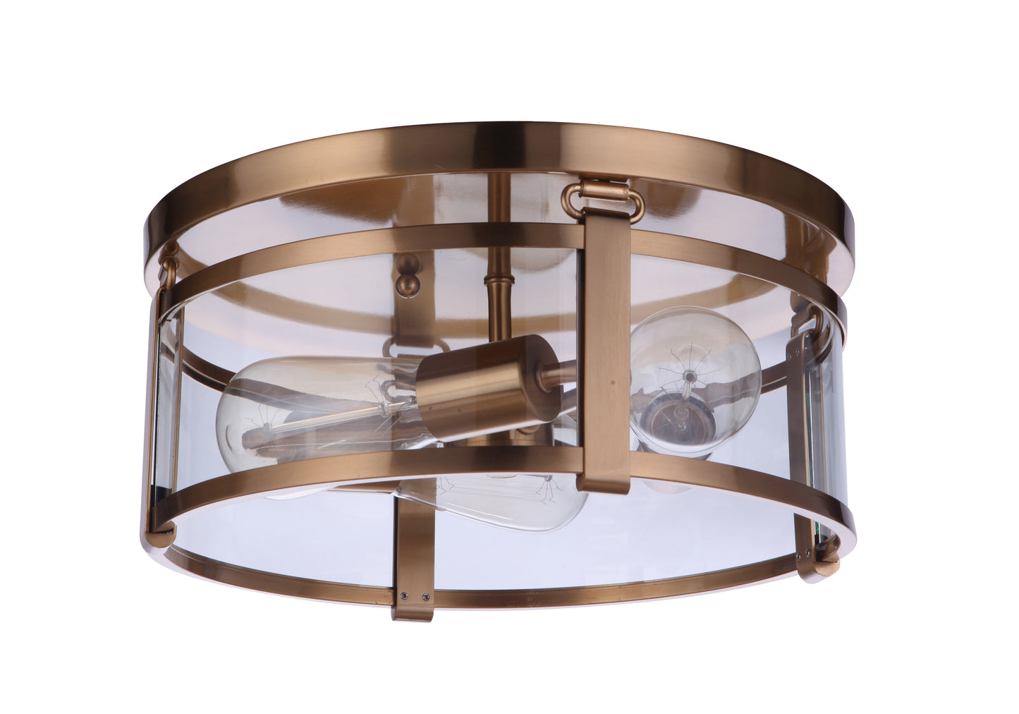 55383-SB - Elliot 3 Light 13" Wide Flush Mount - Satin Brass