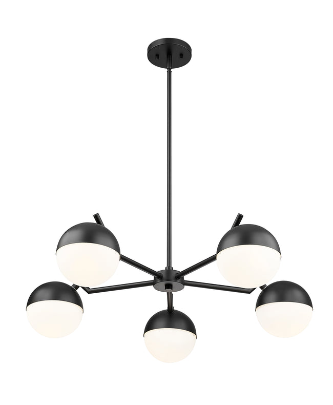 7517-5MB - Realm Sphere 5 Light 32" Chandelier - Matte Black