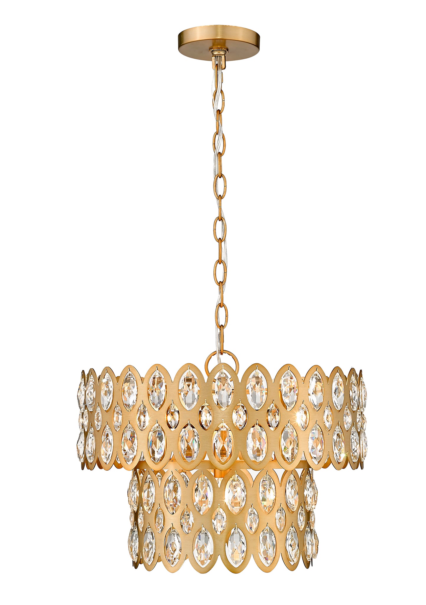 822P15-HB - Dealey 5 Light 16" Pendant - Heirloom Brass