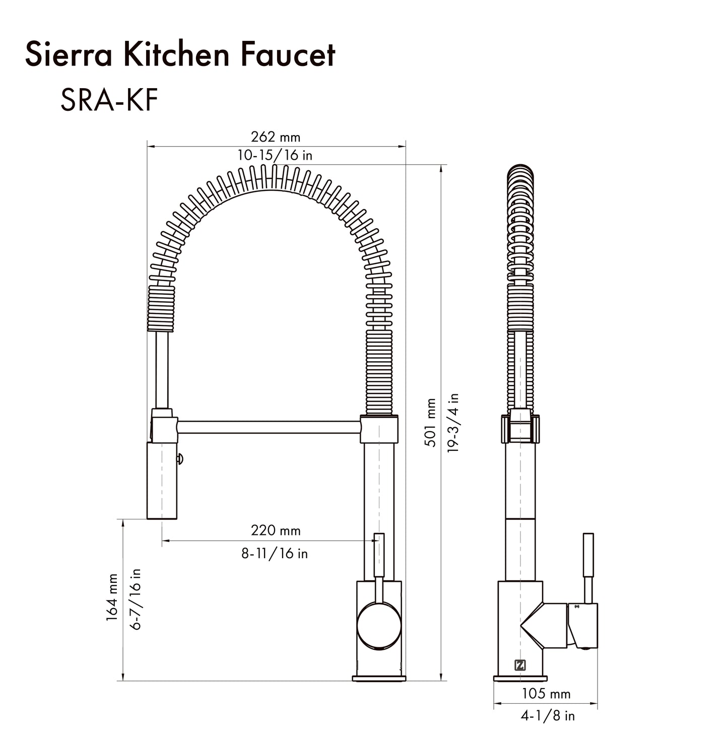 SRA-KF-ZBNCB - Autograph Edition Sierra Pull Down Spring Single Handle Kitchen Faucet in Brushed Nickel and Champagne Bronze