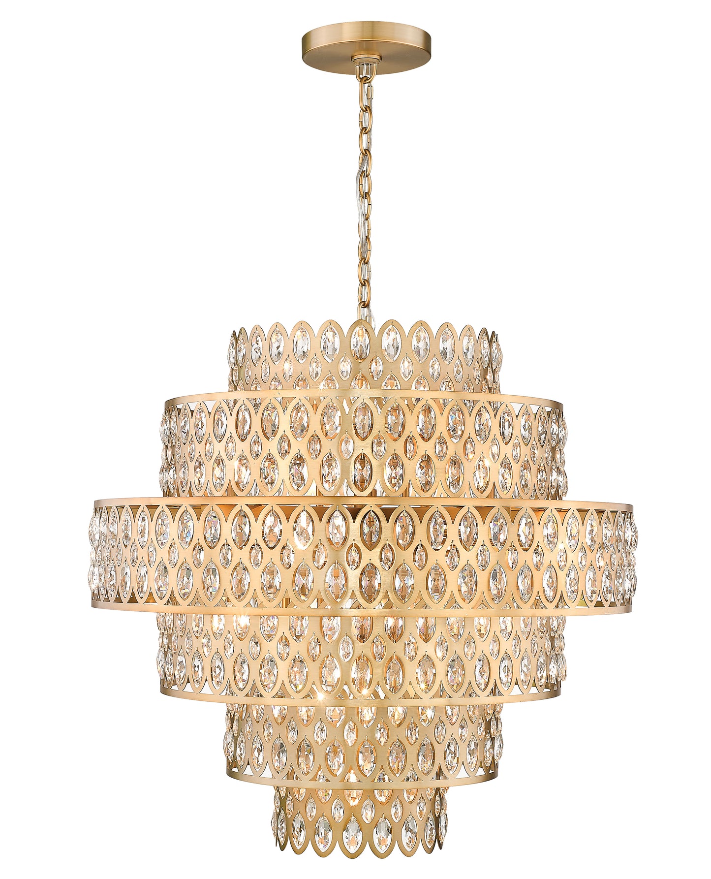 822P32-HB - Dealey 17 Light 32" Chandelier - Heirloom Brass