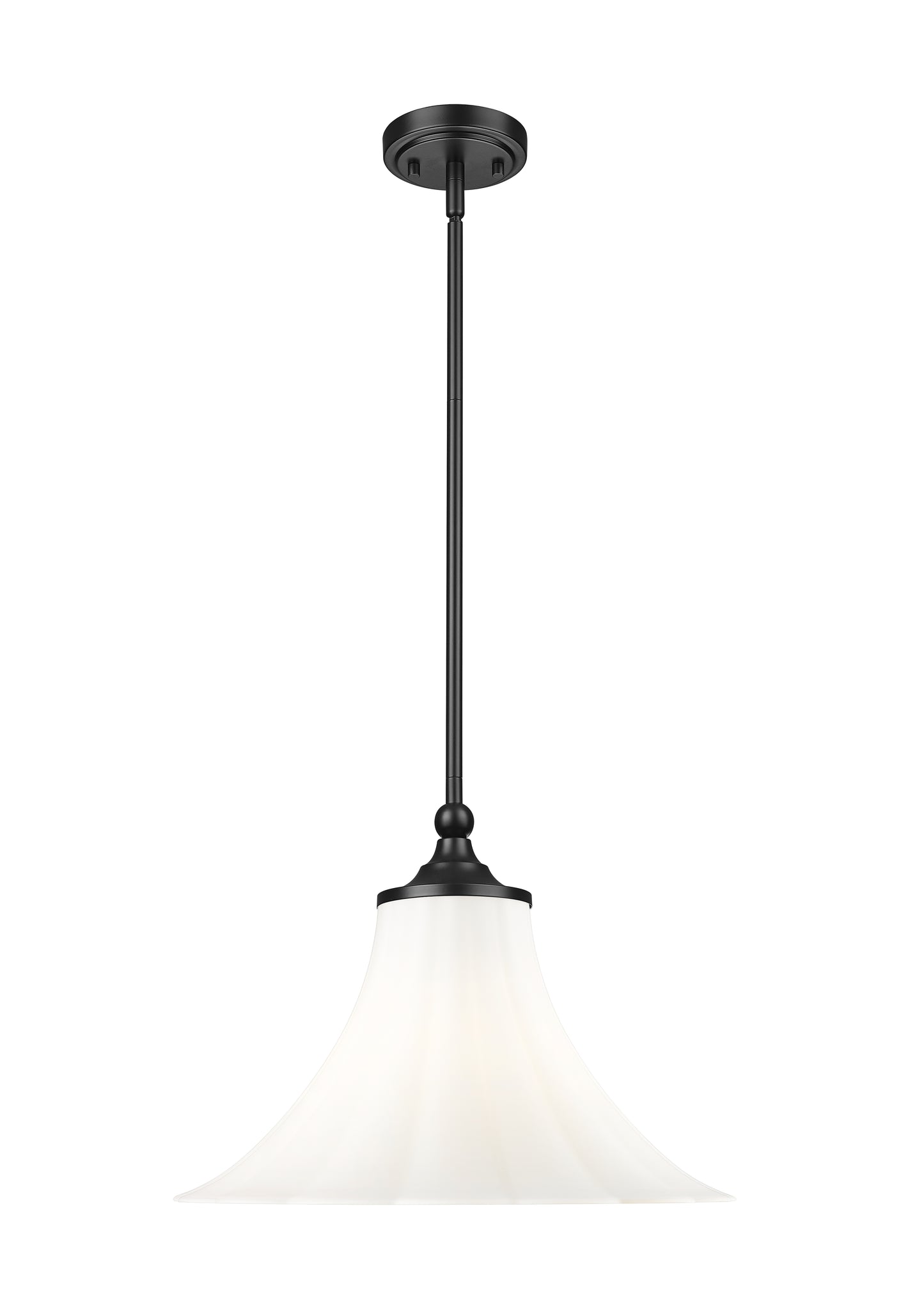 1958P16-MB - Fleur 1 Light 16" Pendant - Matte Black