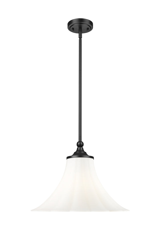 1958P16-MB - Fleur 1 Light 16" Pendant - Matte Black