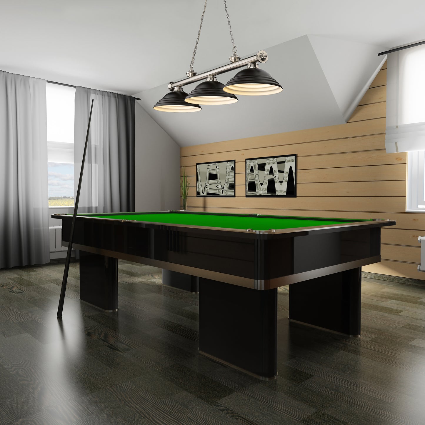 2306-3BN-SMB - Cordon 3 Light 58" Billiard - Brushed Nickel