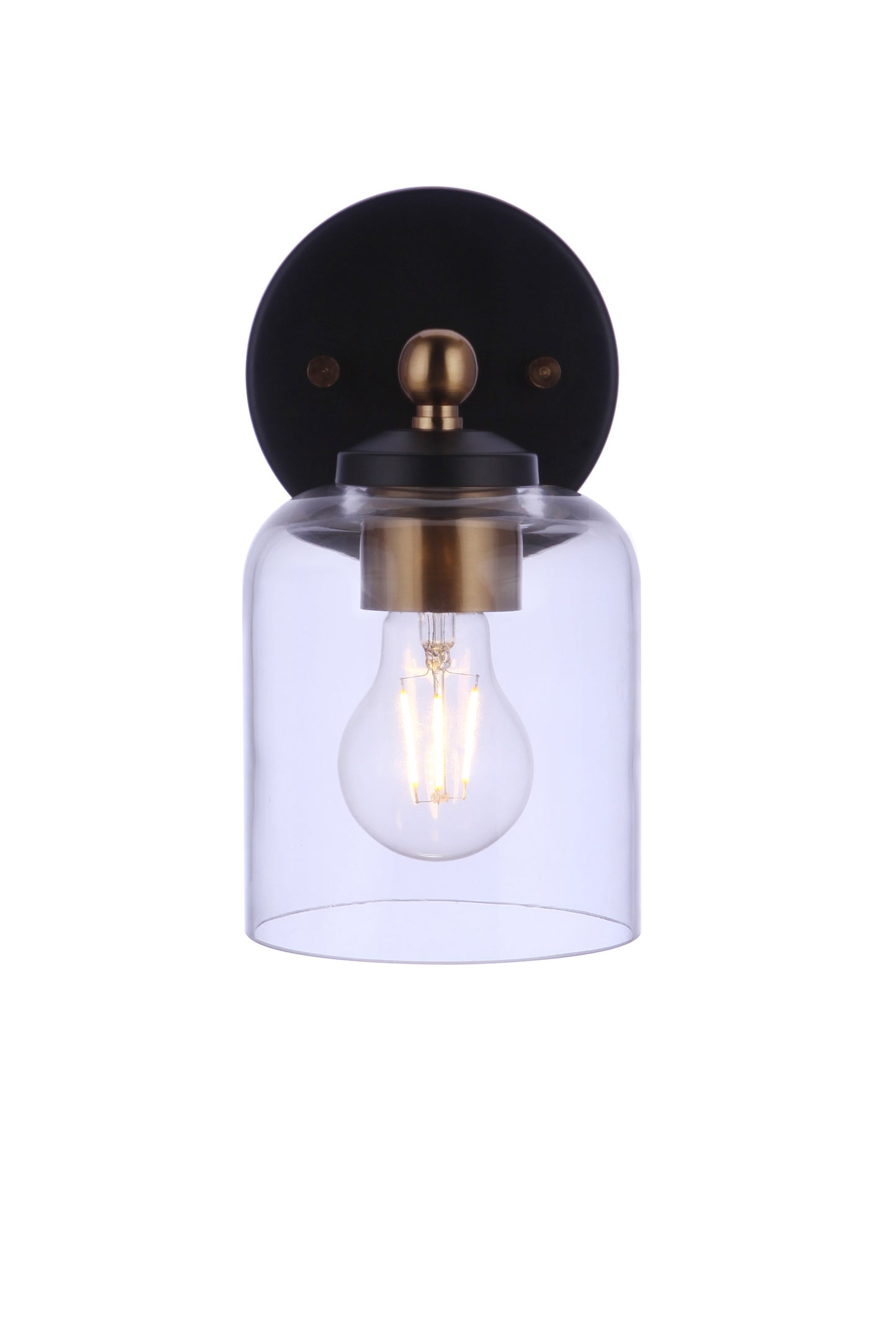 18705FBSB1 - Coppa 1 Light 9" High Wall Sconce - Flat Black / Satin Brass