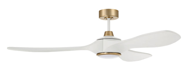 EVY60WSB3-NWF - Envy 60" Ceiling fan, no Wifi 60" 3 Blade Ceiling Fan with Light Kit - White / Satin Brass
