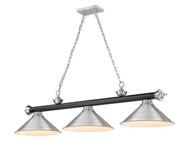 2306-3MB-BN-BN15 - Cordon 3 Light 57" Billiard - Matte Black / Brushed Nickel