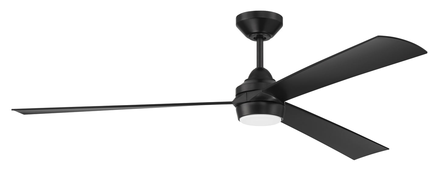 STL60FB3-NWF - Sterling 60" 3 Blade Indoor Outdoor Ceiling Fan with Light Kit - Flat Black