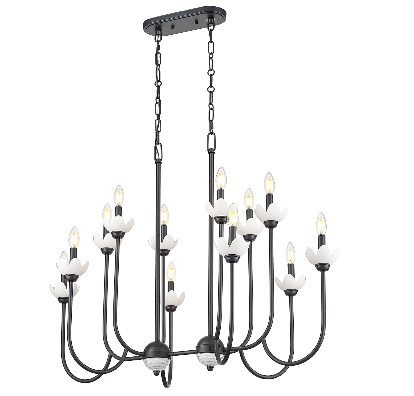 352-42L-MB - Allistair 12 Light Linear 42" Chandelier - Matte Black