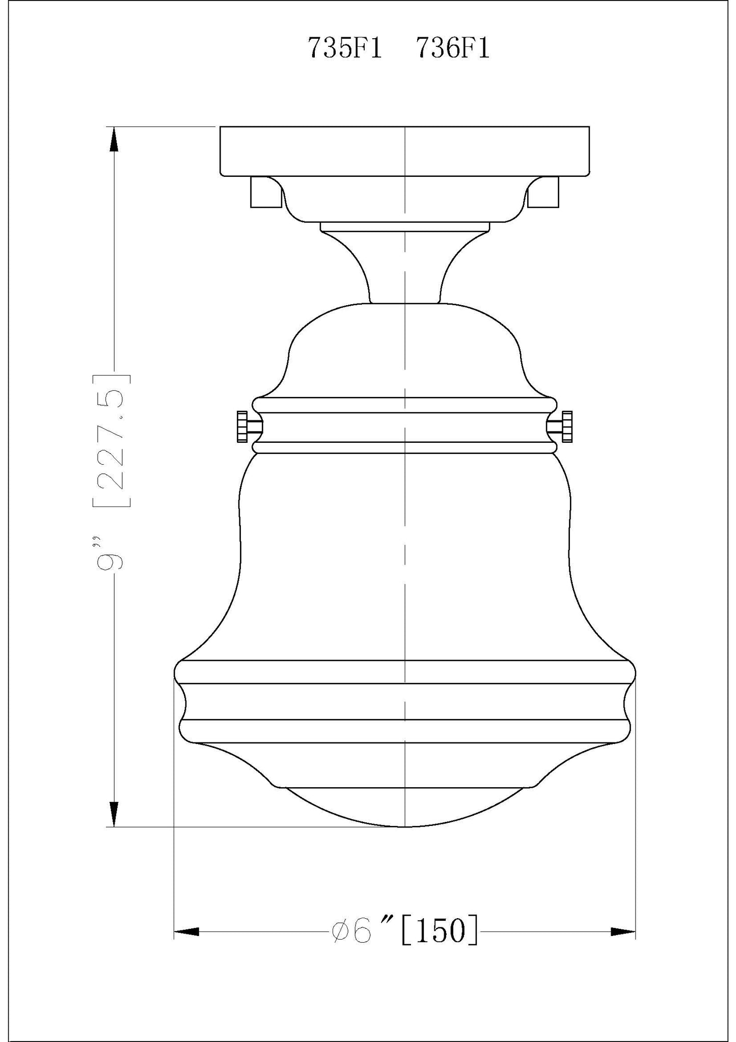 736F1-MB - Vaughn 1 Light Flush 6" Mount - Matte Black