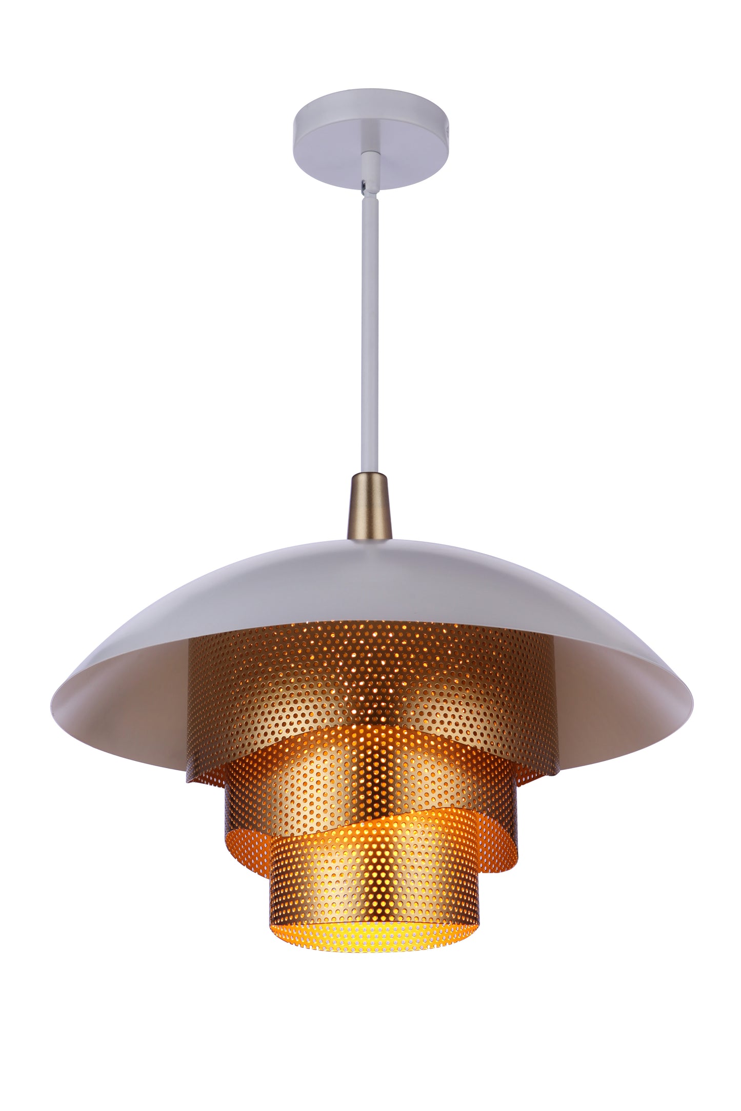 P1010MWWMG-LED - Sculptural Statement Pendants 1 Light 19" Wide Pendant - Matte White / Matte Gold