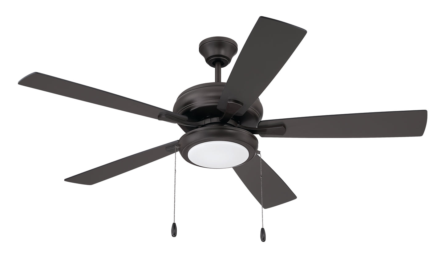ECF119CBZ5-CBZWLN - EOS Low Profile 1 bulb Frosted White 52" Ceiling Fan 52" 5 Blade Ceiling Fan with Light Kit - Classic Bronze