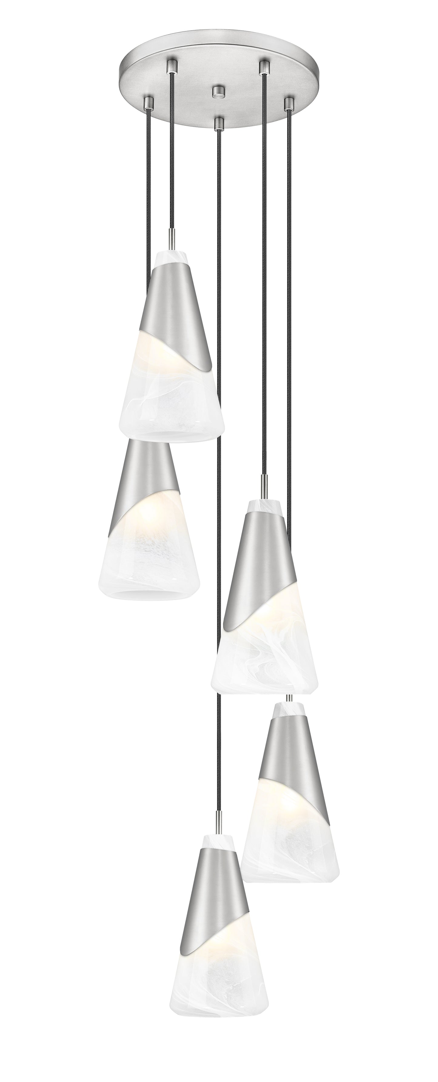 828P6-5R-BN - Aimie 5 Light 12" Chandelier - Brushed Nickel
