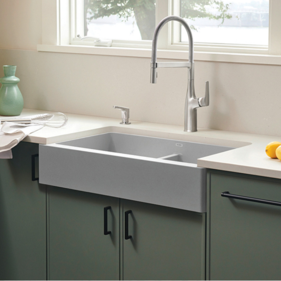 527418 - 33" Vintera Double Bowl Apron-Front Farmhouse Sink - Volcano Gray