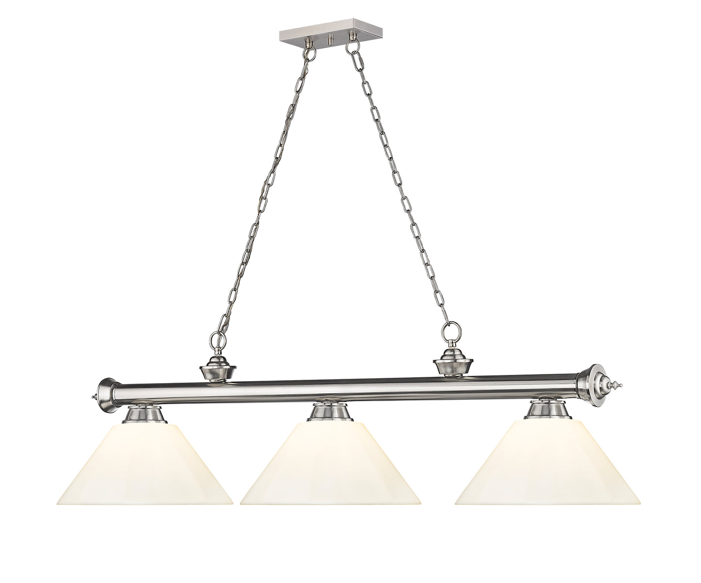 2306-3BN-PWH - Cordon 3 Light 57" Billiard - Brushed Nickel