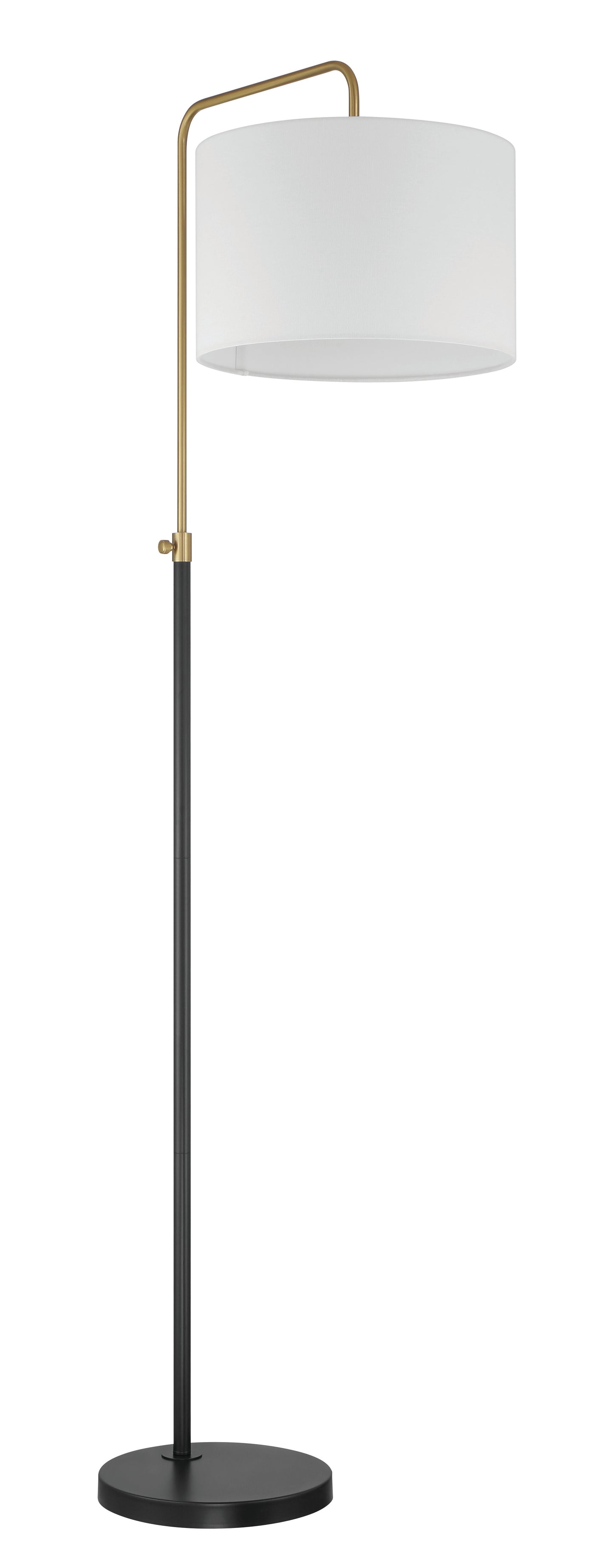 87008FBSB-F - Ingraham 1 Light 66" High Floor Lamp - Flat Black / Satin Brass