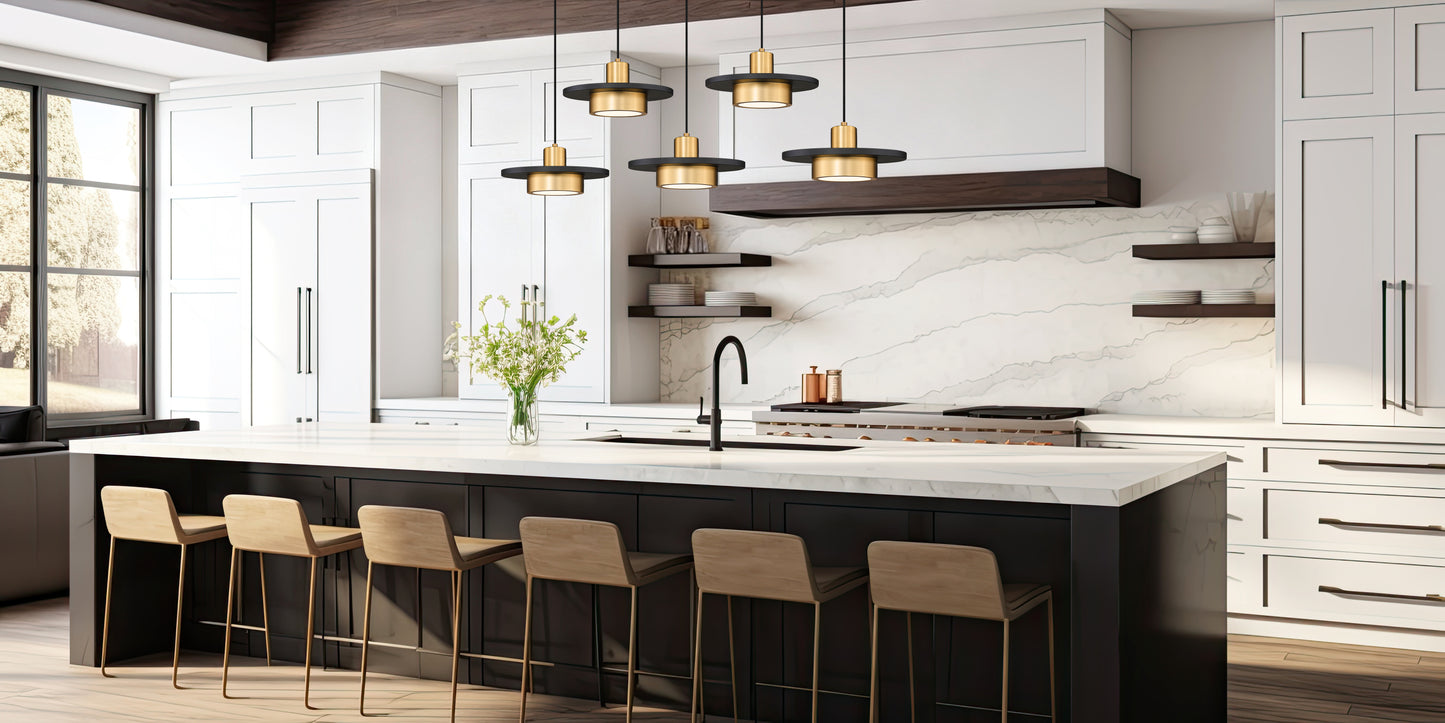 829P12-5L-MB-MGLD-LE - Ludo 5 Light Linear 52" Chandelier - Matte Black / Modern Gold