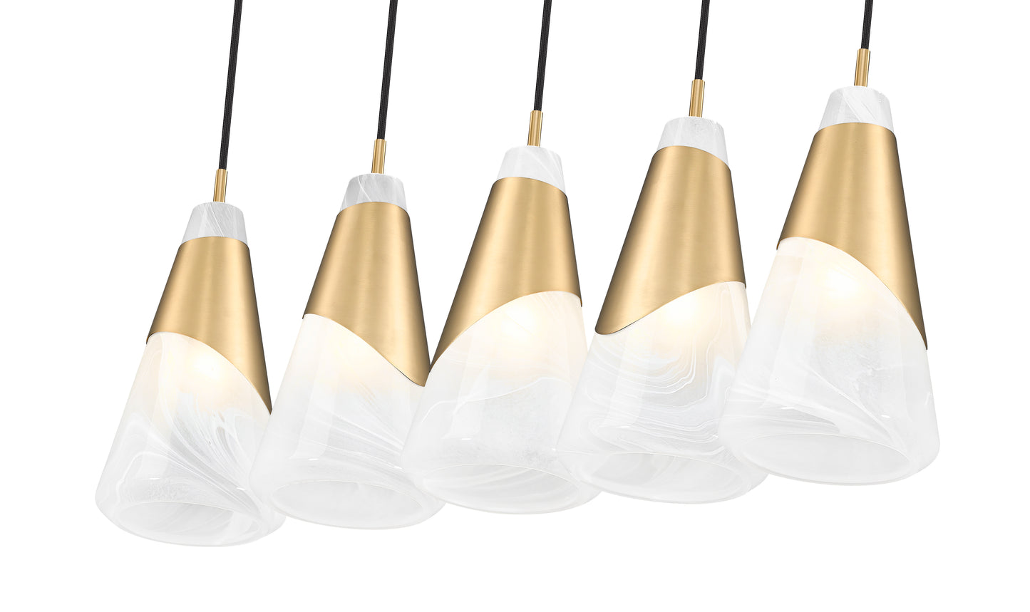 828P6-5L-MGLD - Aimie 5 Light Linear 42" Chandelier - Modern Gold