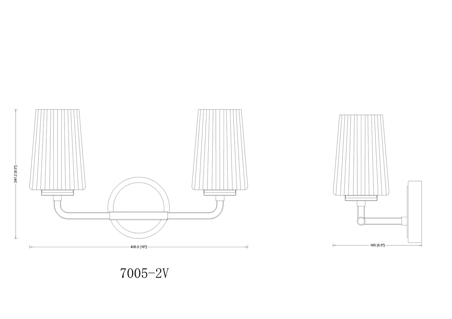 7005-2V-MB - Montford 2 Light 16" Vanity - Matte Black