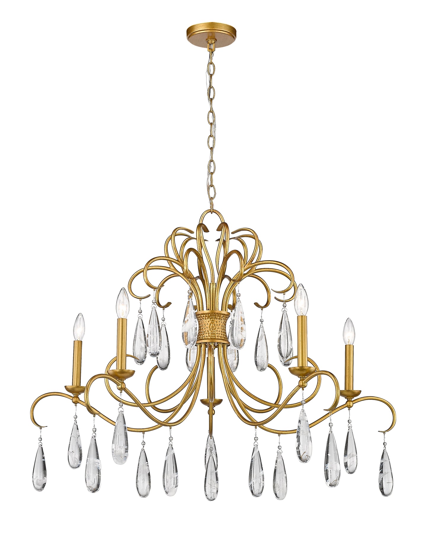 3039-38GG - Amara 5 Light 38" Chandelier - Gilded Gold