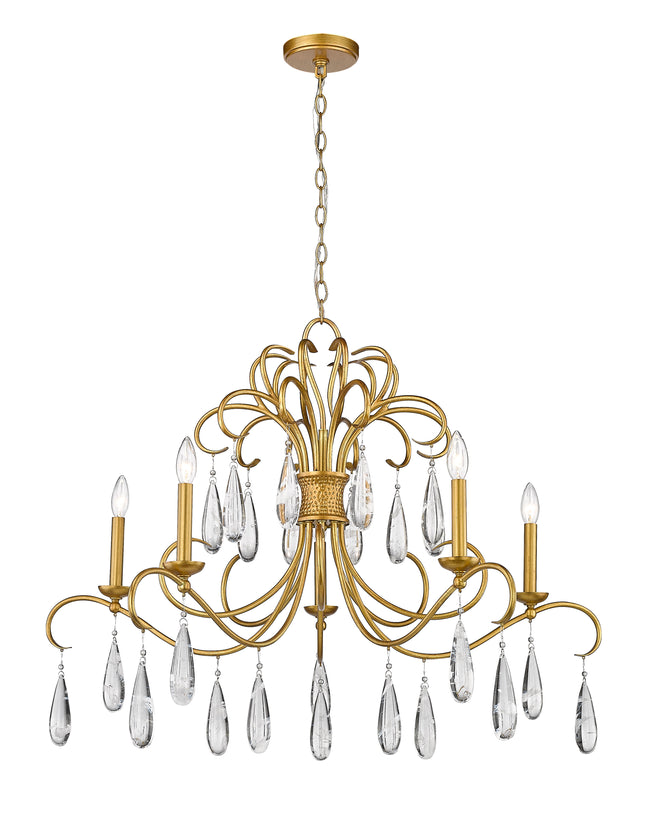 3039-38GG - Amara 5 Light 38" Chandelier - Gilded Gold